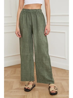 Fleur de Lin Lniane spodnie "Garibaldi" w kolorze khaki rozmiar: XL