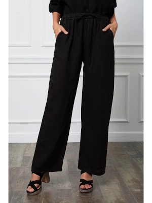 La Compagnie Du Lin Lniane spodnie "Honas" w kolorze czarnym rozmiar: L