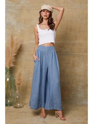 Fleur de Lin Lniane spodnie "Kendra" w kolorze niebieskim rozmiar: XXL