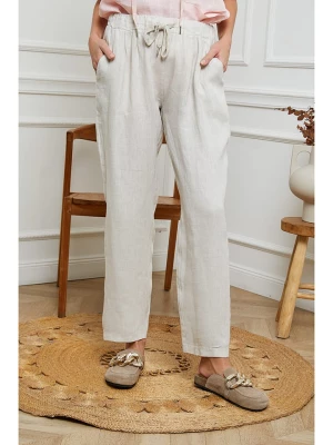 La Compagnie Du Lin Lniane spodnie w kolorze kremowym rozmiar: XL