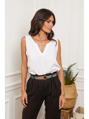 Fleur de Lin Lniany top "Harley" w kolorze białym rozmiar: XL