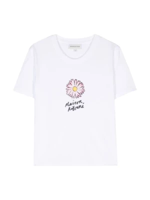 Floating Flower Print Crew Neck T-shirt Maison Kitsuné