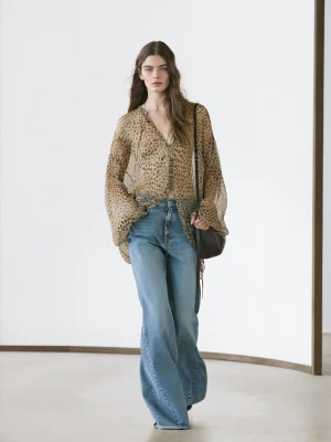 Floaty Animal Print Blouse - Opalony - Xs-S - Massimo Dutti - Kobieta