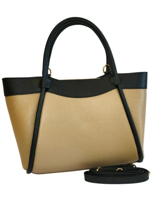 Florence Bags Skórzana torebka "Reddit" w kolorze czarno-beżowym - 37 x 24 x 16 cm rozmiar: onesize