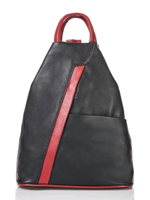 Florence Bags Skórzany plecak "Stax" w kolorze czarno-czerwonym - 31 x 24 x 12 cm rozmiar: onesize