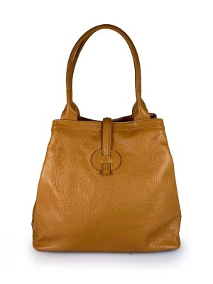 Florence Bags Skórzany shopper bag "Fr" w kolorze jasnobrązowym - 42 x 38 x 6 cm rozmiar: onesize