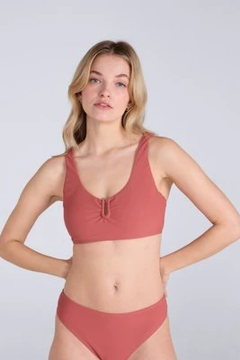 Florence — damska góra bikini, w prążki - Burgundy Animal