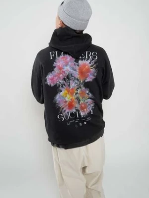 Flowers for Society bluza bawełniana Premium 2.0 Oversized Hoodie męska kolor czarny z kapturem z nadrukiem FFSAPP079