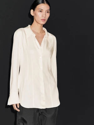 Fluid Fitted Shirt - Surowy - - Massimo Dutti - Kobieta