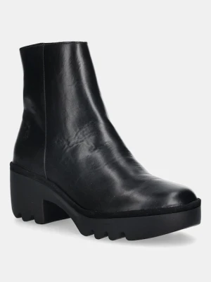 Fly London botki skórzane TOOR513FLY damskie kolor czarny na słupku P501513001