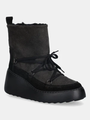 Fly London śniegowce zamszowe DERE725FLY kolor zielony P601725003