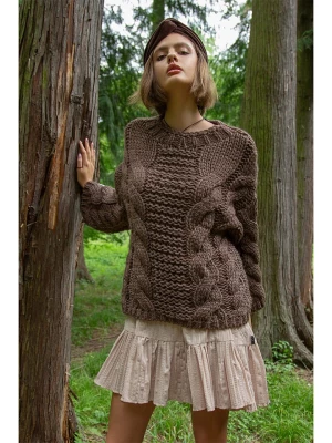 fobya Sweter w kolorze brązowym rozmiar: S/M