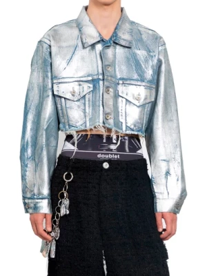 Foiled Denim Cut-Off Jacket Doublet