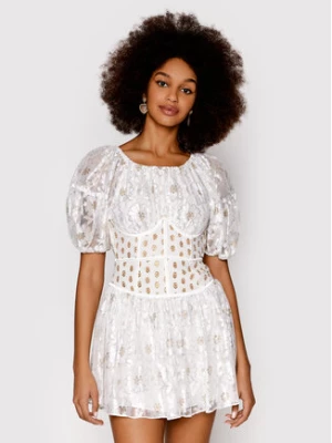 For Love & Lemons Sukienka koktajlowa Lupita CD2482 Biały Slim Fit