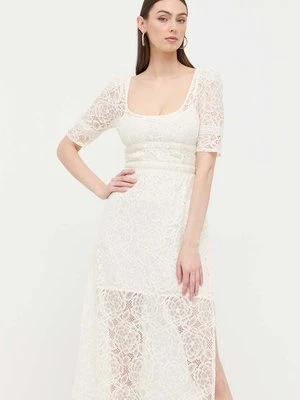 For Love & Lemons sukienka kolor beżowy midi prosta