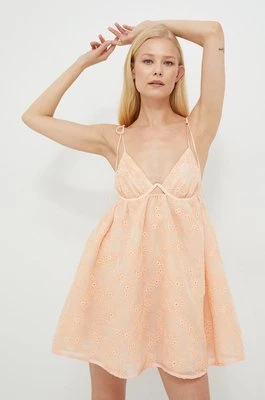 For Love & Lemons sukienka kolor pomarańczowy mini rozkloszowana