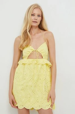 For Love & Lemons sukienka kolor żółty mini rozkloszowana