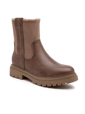 Foreverfolie Botki zimowe w kolorze jasnobrązowym rozmiar: 40