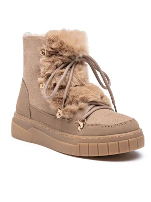 Foreverfolie Kozaki zimowe w kolorze beżowym rozmiar: 38