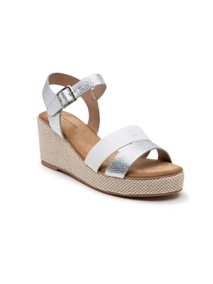 Foreverfolie Sandały w kolorze srebrno-białym na koturnie rozmiar: 37