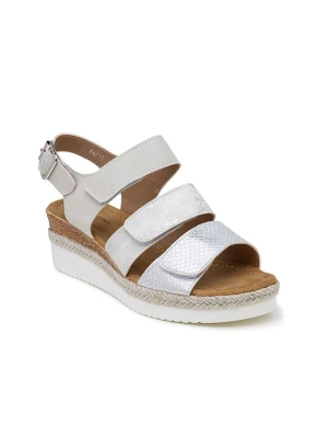 Foreverfolie Sandały w kolorze srebrno-białym na koturnie rozmiar: 40