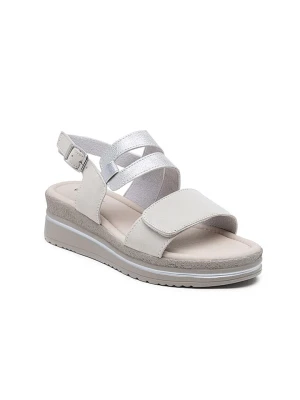 Foreverfolie Sandały w kolorze srebrno-kremowym na koturnie rozmiar: 37