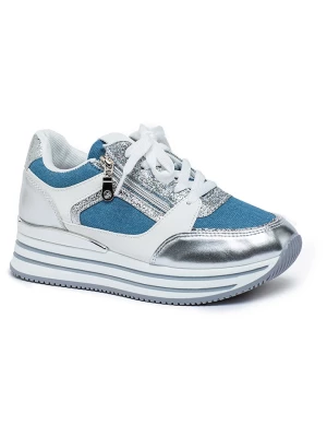 Foreverfolie Sneakersy w kolorze srebrno-biało-niebieskim rozmiar: 37