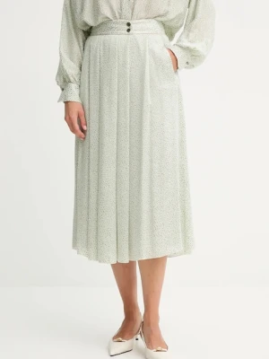 Forte Forte spódnica z domieszką jedwabiu kolor zielony midi rozkloszowana 14125.my.skirt