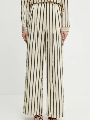 Forte Forte spodnie damskie kolor beżowy szerokie high waist 13852 my pants