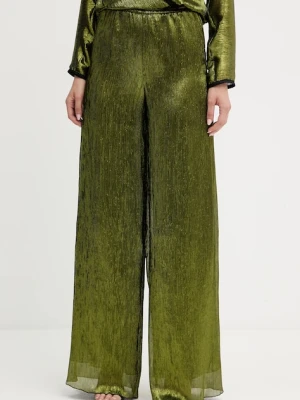 Forte Forte spodnie damskie kolor zielony szerokie high waist 14106.my.pants