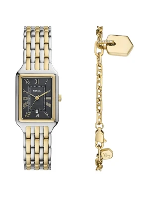 Fossil zegarek i bransoletka kolor srebrny ES5376SET