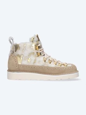 Fracap botki skórzane MAGNIFICO M130 damskie kolor biały na płaskim obcasie MAGNIFICO.M130-WHITE/GOLD