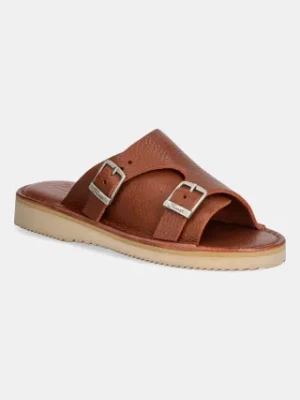 Fracap klapki skórzane Sandals kolor brązowy D110