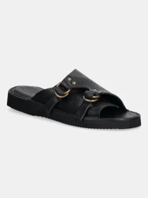 Fracap klapki skórzane Sandals kolor czarny D110