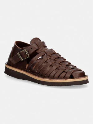 Fracap sandały męskie skórzane C410 czarne full-grain brązowy