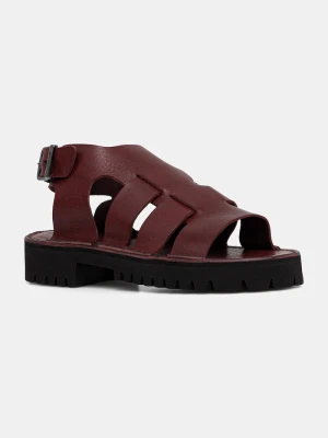 Fracap sandały skórzane S100.129 szary bordowy