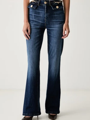 Fracomina jeansy flare damskie granatowy