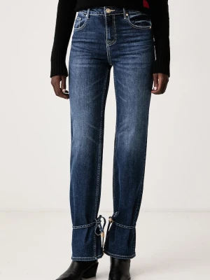 Fracomina jeansy straight damskie granatowy