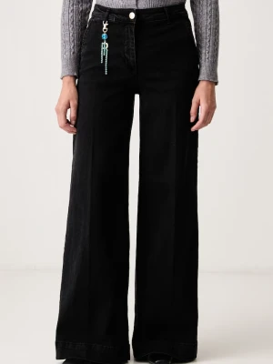 Fracomina jeansy wide leg damskie czarny