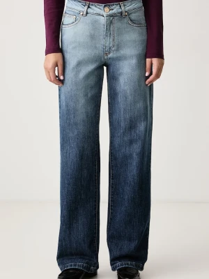 Fracomina jeansy wide leg damskie niebieski