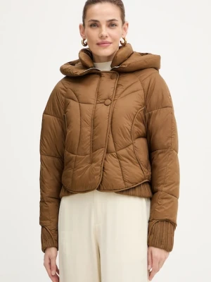 Fracomina kurtka kolor brązowy zimowa oversize FJ25WC3002O42301