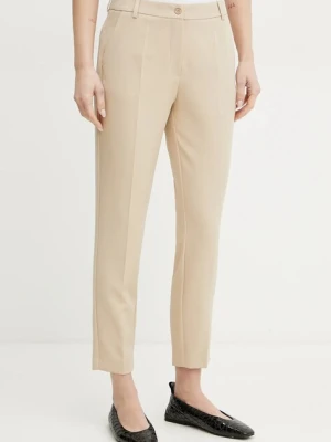 Fracomina spodnie damskie kolor beżowy dopasowane medium waist FR25SV4002W42901