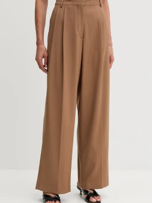Fracomina spodnie damskie kolor brązowy szerokie high waist FS25WV3016W66101