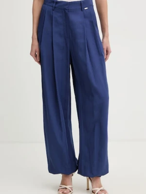 Fracomina spodnie palazzo damskie z dodatkiem lnu