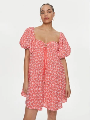 Fracomina Sukienka letnia FS24SD1009W40401 Koralowy Regular Fit