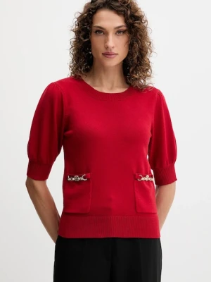 Fracomina sweter damskie kolor czerwony lekki FR25WT7019K55601