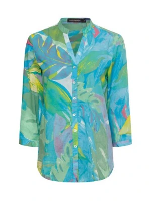 Franco Callegari Bluzka damska Kobiety Bawełna niebieski|zielony wzorzysty,