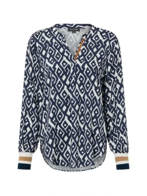 Franco Callegari Bluzka damska tunika Kobiety wiskoza niebieski|wielokolorowy wzorzysty,