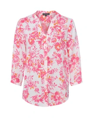 Franco Callegari Damska bluzka lniana Kobiety len wyrazisty róż wzorzysty,