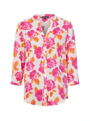 Franco Callegari Damska bluzka lniana Kobiety len wyrazisty róż wzorzysty,